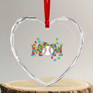 Autism Acceptance Baseball Mom Heart Crystal Glass Ornament Proud Mom Inclusive Support Graphic TS12 Transparent Glass 3'' Heart Print Your Wear