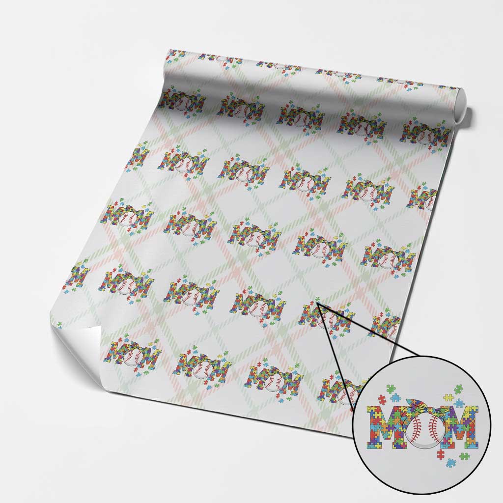 Autism Acceptance Baseball Mom Wrapping Paper Roll Proud Mom Inclusive Support Graphic TS12 Christmas Plaid Print Your Wear