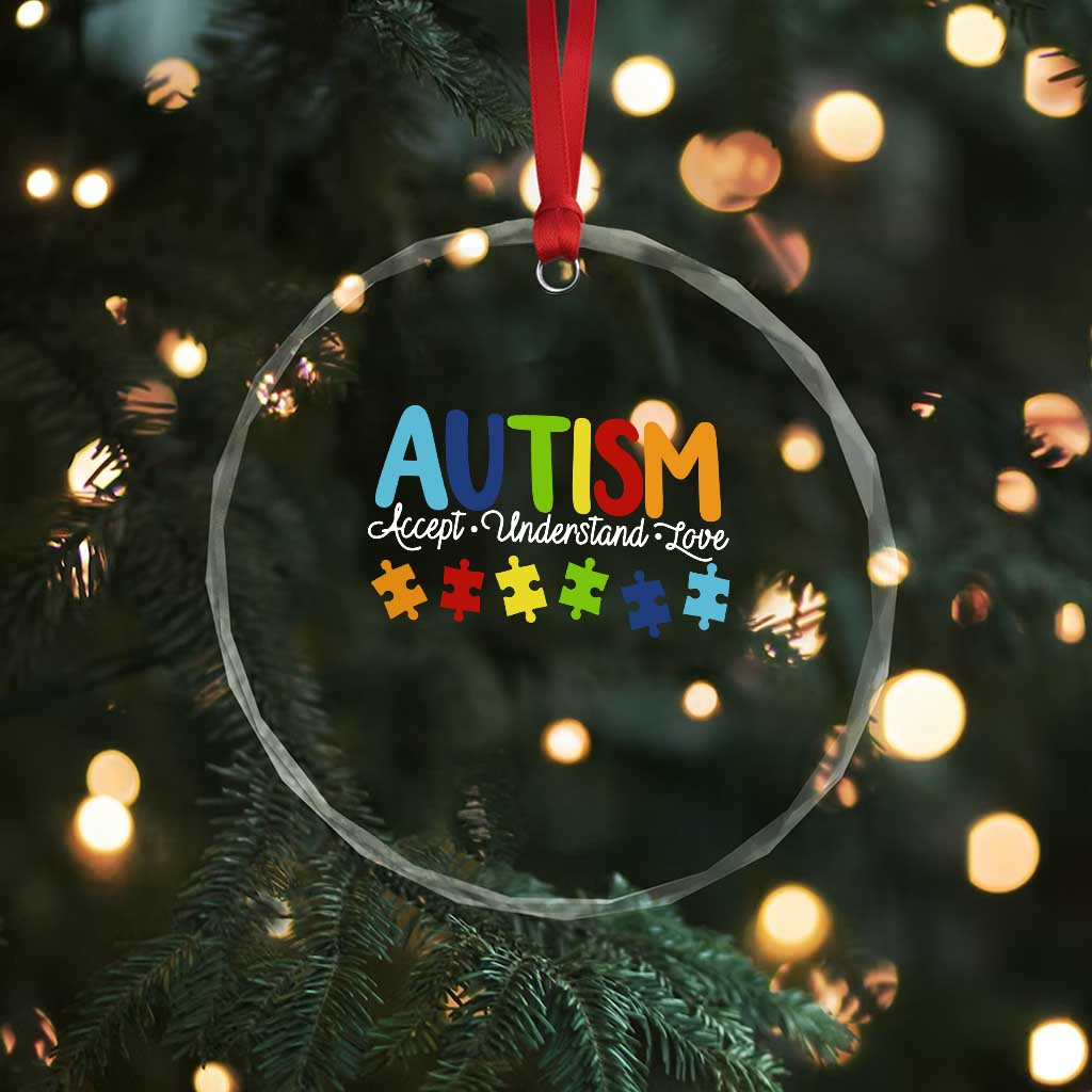 Autism Acceptance Crystal Glass Ornament Accept Understand Love Special Education Teacher Gift TS14 Print Your Wear