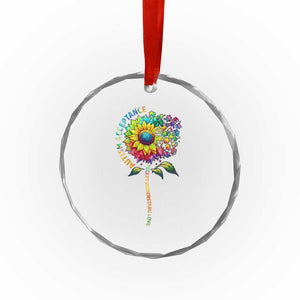 Autism Acceptance Crystal Glass Ornament Accept Understand Love Sunflower Puzzle TS14 Print Your Wear