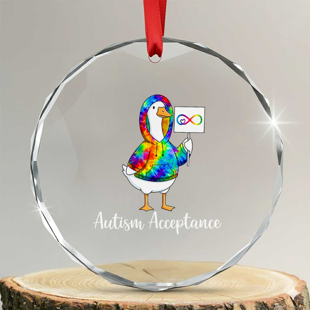 Autism Acceptance Crystal Glass Ornament Accept Understand Love Support Neurodivergent TS14 Transparent Glass 3'' Circle Print Your Wear