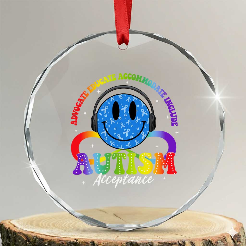 Autism Acceptance Crystal Glass Ornament Acceptance Special Education Teacher Kids TS14 Transparent Glass 3'' Circle Print Your Wear