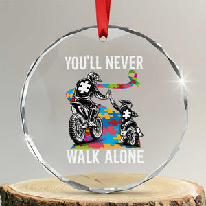 Autism Acceptance Crystal Glass Ornament Autism Dad Motocross Rider Father Son Support TS14 Transparent Glass 3'' Circle Print Your Wear