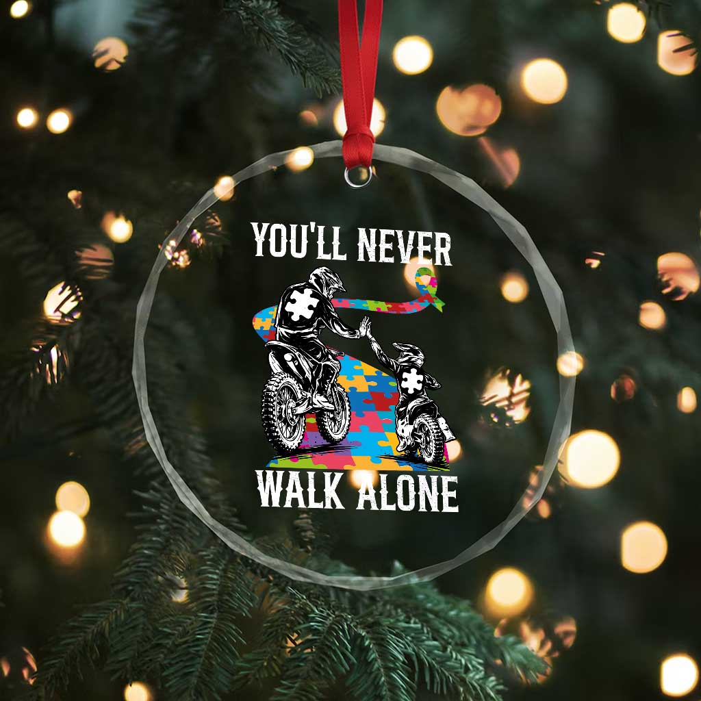 Autism Acceptance Crystal Glass Ornament Autism Dad Motocross Rider Father Son Support TS14 Print Your Wear