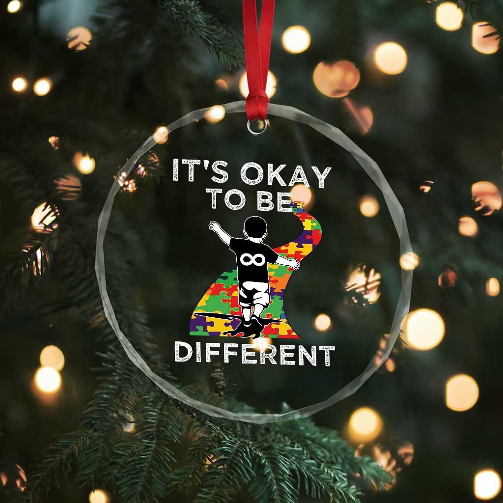 Autism Acceptance Crystal Glass Ornament It's Okay To Be Different TS14 Print Your Wear