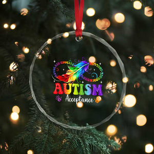 Autism Acceptance Crystal Glass Ornament Neurodivergent Support Rainbow Feather Infinity Symbol TS14 Print Your Wear