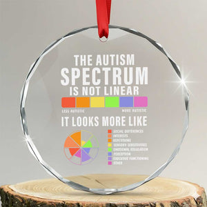 Autism Acceptance Crystal Glass Ornament The Autism Spectrum Is Not Linear TS02 Transparent Glass 3'' Circle Print Your Wear