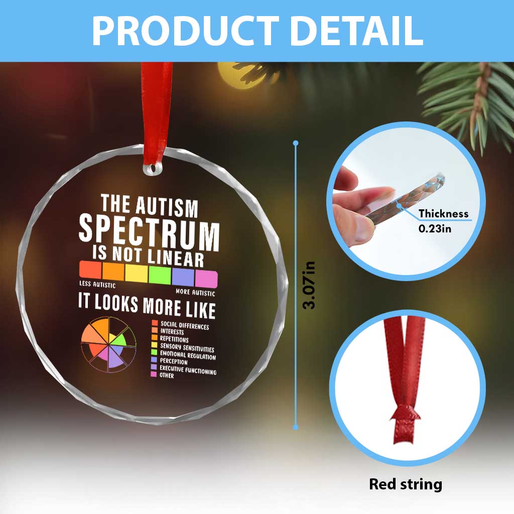 Autism Acceptance Crystal Glass Ornament The Autism Spectrum Is Not Linear TS02 Print Your Wear