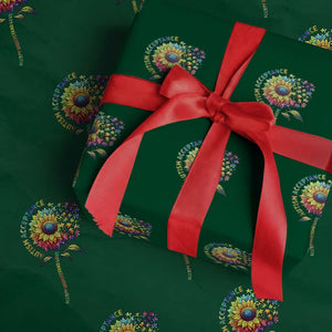 Autism Acceptance Wrapping Paper Roll Accept Understand Love Sunflower Puzzle TS14 Green Print Your Wear