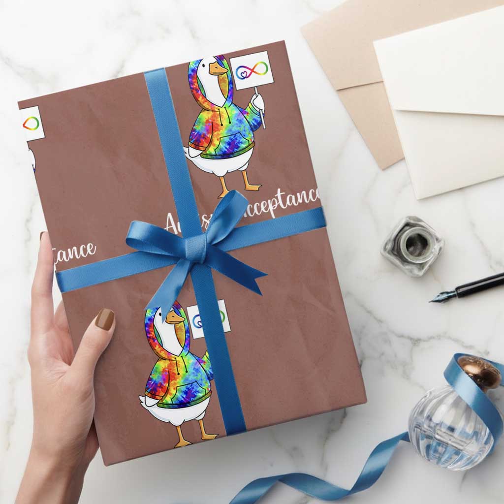 Autism Acceptance Wrapping Paper Roll Accept Understand Love Support Neurodivergent TS14 Mocha Print Your Wear