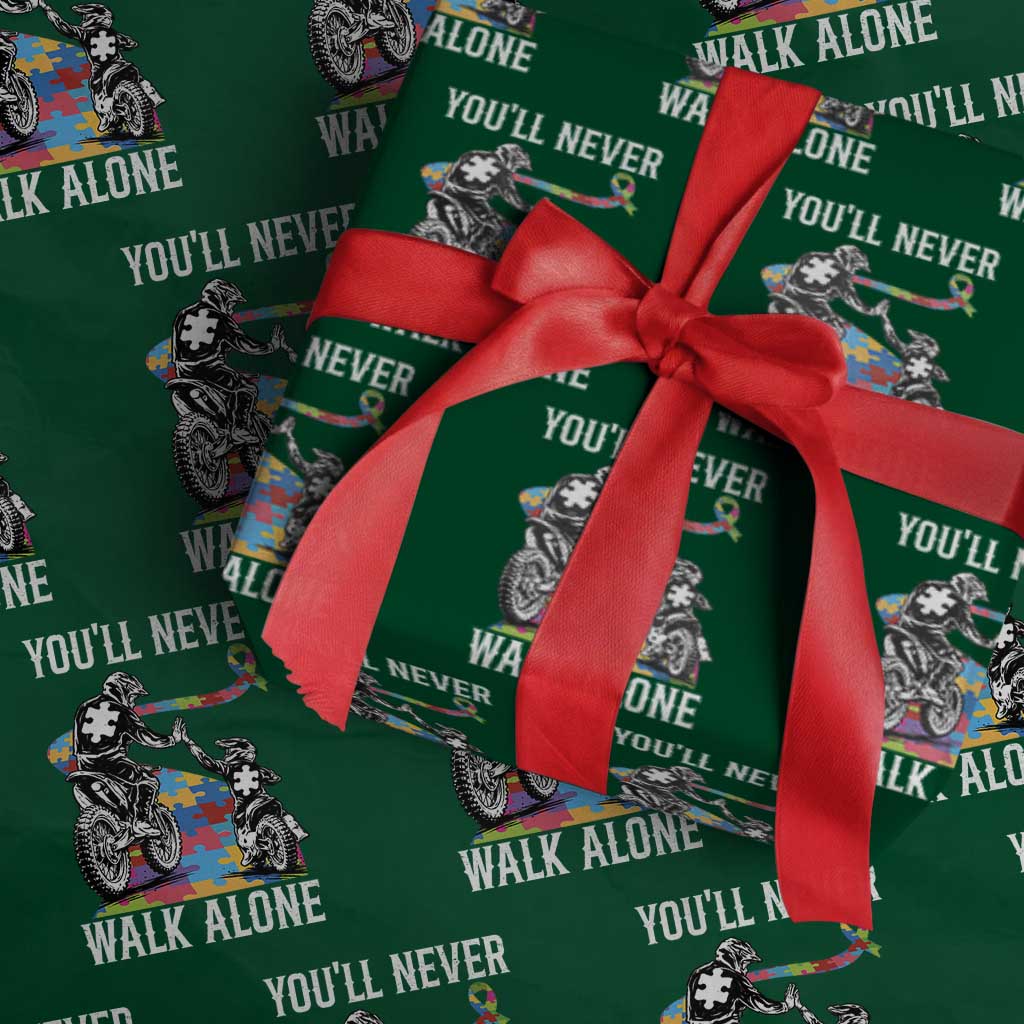 Autism Acceptance Wrapping Paper Roll Autism Dad Motocross Rider Father Son Support TS14 Green Print Your Wear