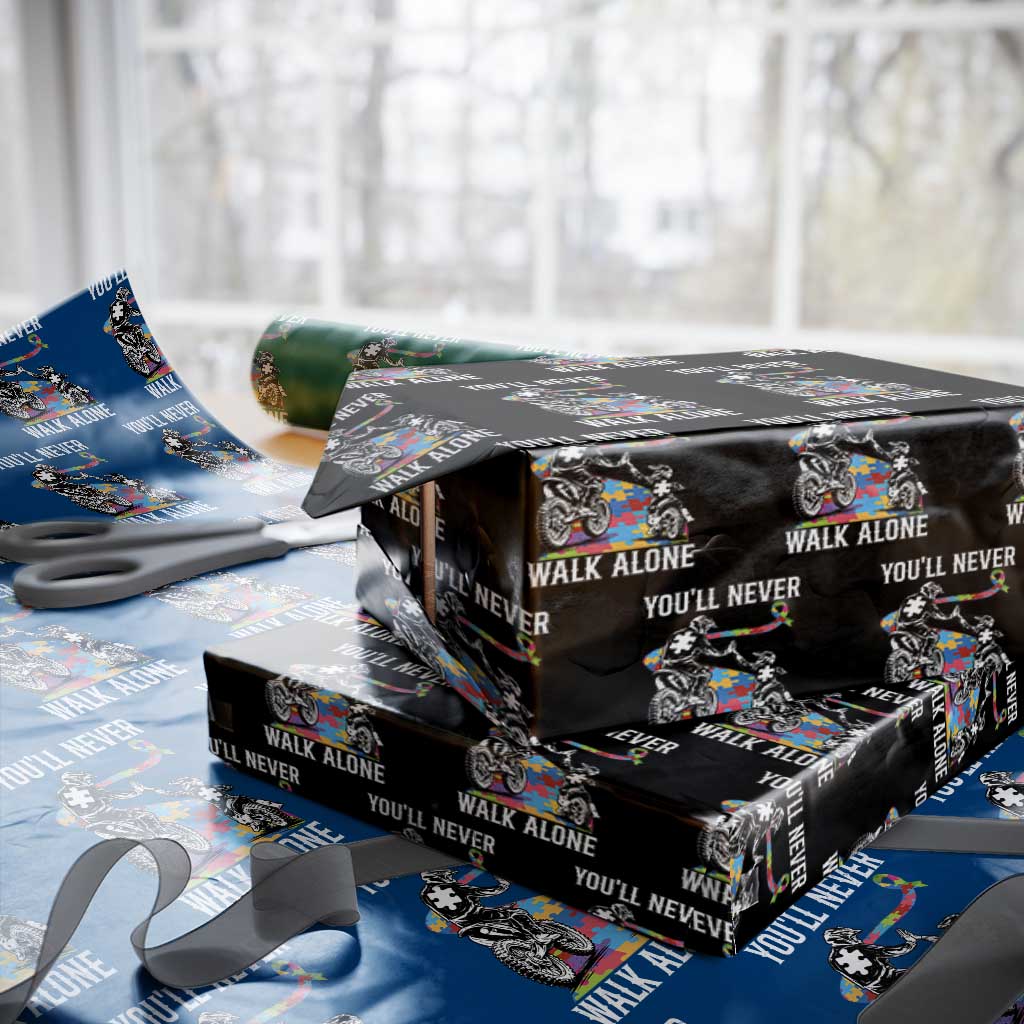 Autism Acceptance Wrapping Paper Roll Autism Dad Motocross Rider Father Son Support TS14 Black Print Your Wear