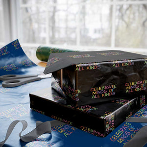 Autism Acceptance Wrapping Paper Roll Celebrate Minds of All Kinds TS14 Black Print Your Wear
