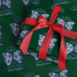 Autism Acceptance Wrapping Paper Roll In April We Wear Blue Special Education Teacher TS14 Green Print Your Wear