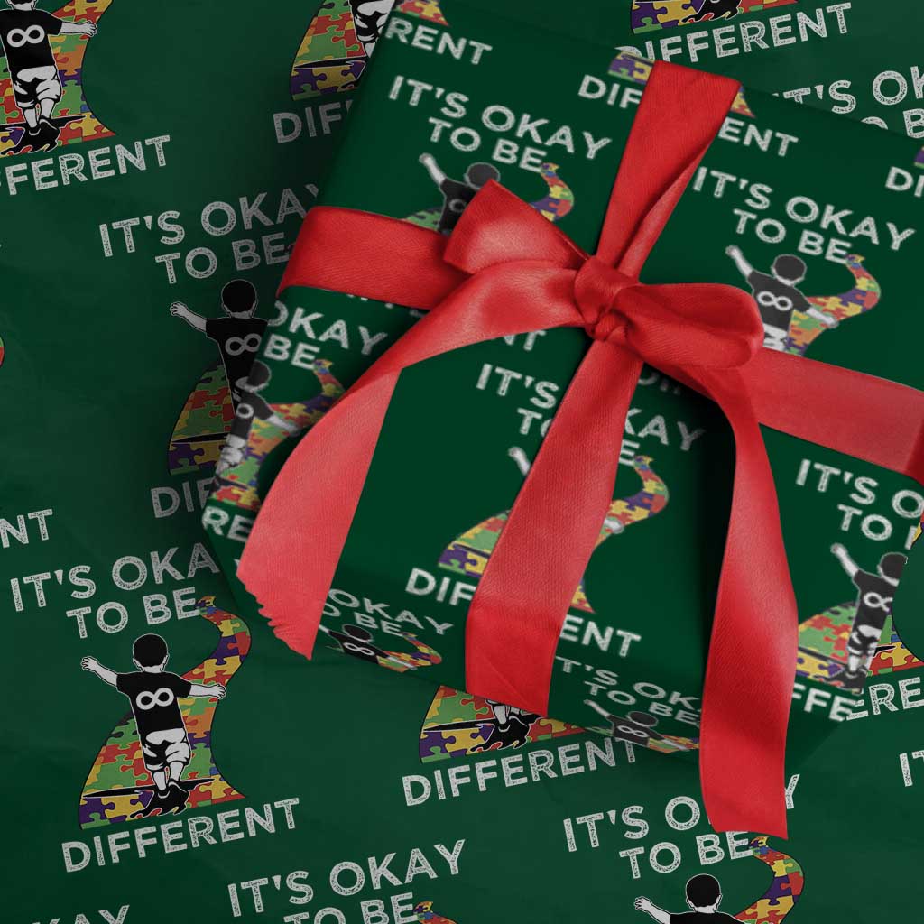 Autism Acceptance Wrapping Paper Roll It's Okay To Be Different TS14 Green Print Your Wear