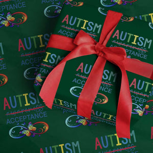 Autism Acceptance Wrapping Paper Roll Neurodivergent Support Infinity Butterfly Symbol TS14 Green Print Your Wear