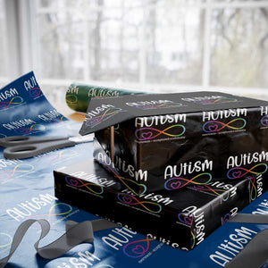 Autism Acceptance Wrapping Paper Roll Neurodivergent Support Infinity Symbol TS14 Black Print Your Wear