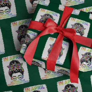 Autism Acceptance Wrapping Paper Roll Neurodivergent Support Messy Bun Ribbon Puzzle TS14 Green Print Your Wear