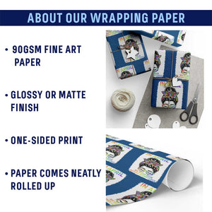 Autism Acceptance Wrapping Paper Roll Neurodivergent Support Messy Bun Ribbon Puzzle TS14 Print Your Wear