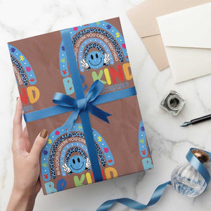 Autism Acceptance Wrapping Paper Roll Rainbow in April We Wear Blue Ribbon Autism TS14 Mocha Print Your Wear
