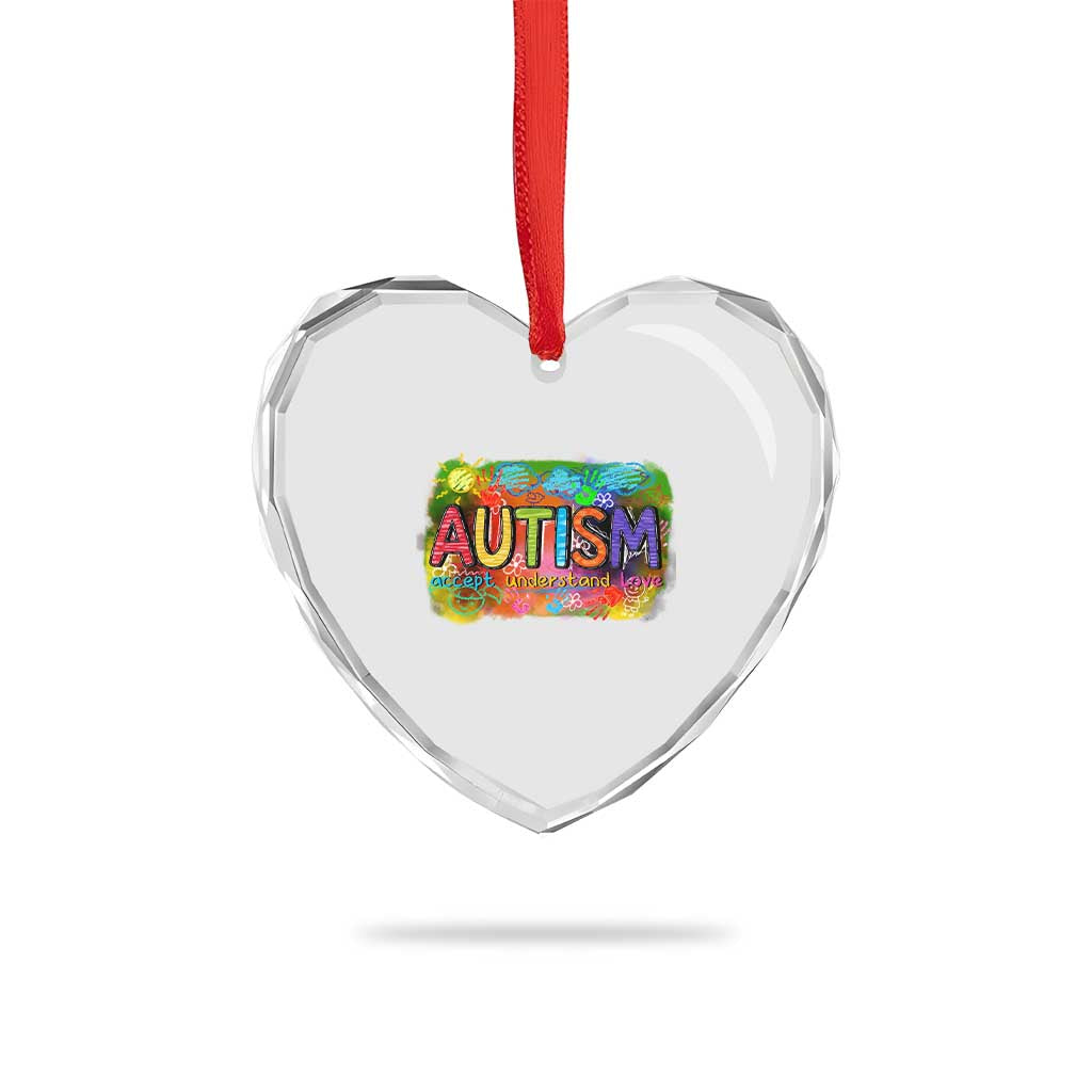Autism Acceptance Heart Crystal Glass Ornament Accept Understand Love Autistic Support TS02 Print Your Wear
