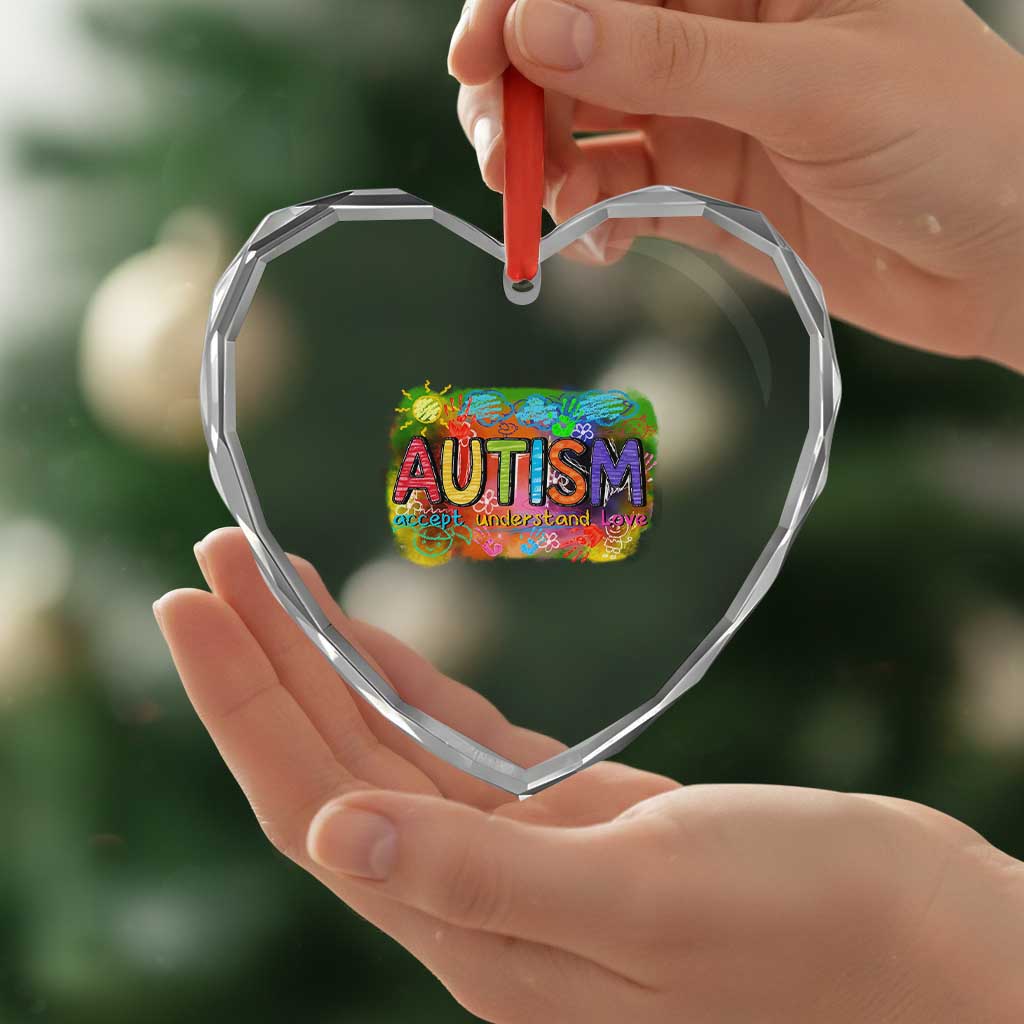 Autism Acceptance Heart Crystal Glass Ornament Accept Understand Love Autistic Support TS02 Print Your Wear