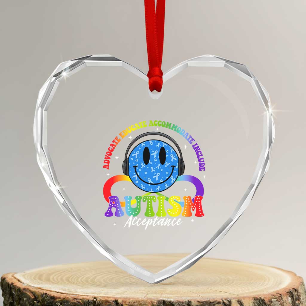 Autism Acceptance Heart Crystal Glass Ornament Acceptance Special Education Teacher Kids TS14 Transparent Glass 3'' Heart Print Your Wear
