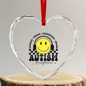 Autism Acceptance Heart Crystal Glass Ornament Advocate Educate Accomodate Include Special Education TS02 Transparent Glass 3'' Heart Print Your Wear