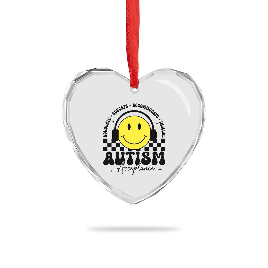 Autism Acceptance Heart Crystal Glass Ornament Advocate Educate Accomodate Include Special Education TS02 Print Your Wear