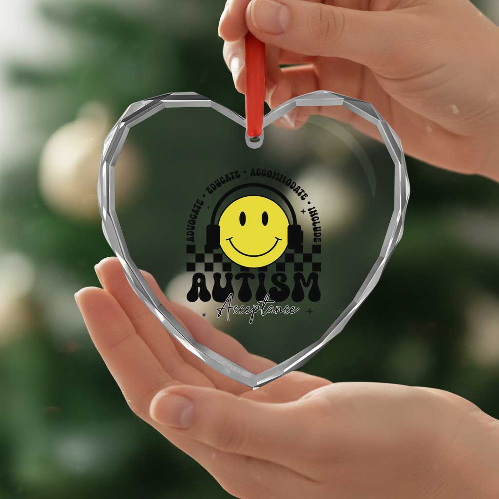 Autism Acceptance Heart Crystal Glass Ornament Advocate Educate Accomodate Include Special Education TS02 Print Your Wear