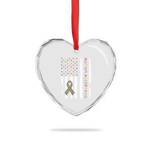 Autism Acceptance Heart Crystal Glass Ornament American Flag Neurodivergent Support Ribbon Puzzle TS14 Print Your Wear