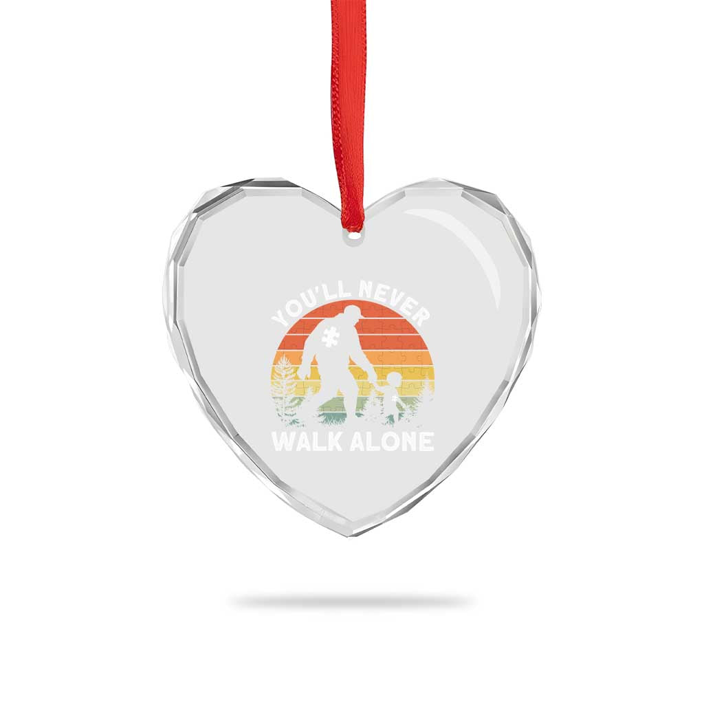 Autism Acceptance Heart Crystal Glass Ornament Autism Dad You'll Never Walk Alone Support TS14 Print Your Wear
