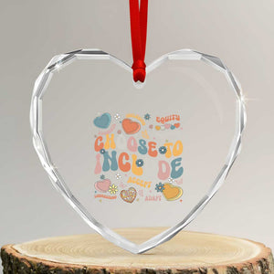 Autism Acceptance Heart Crystal Glass Ornament Choose To Include Inclusion Matters TS02 Transparent Glass 3'' Heart Print Your Wear
