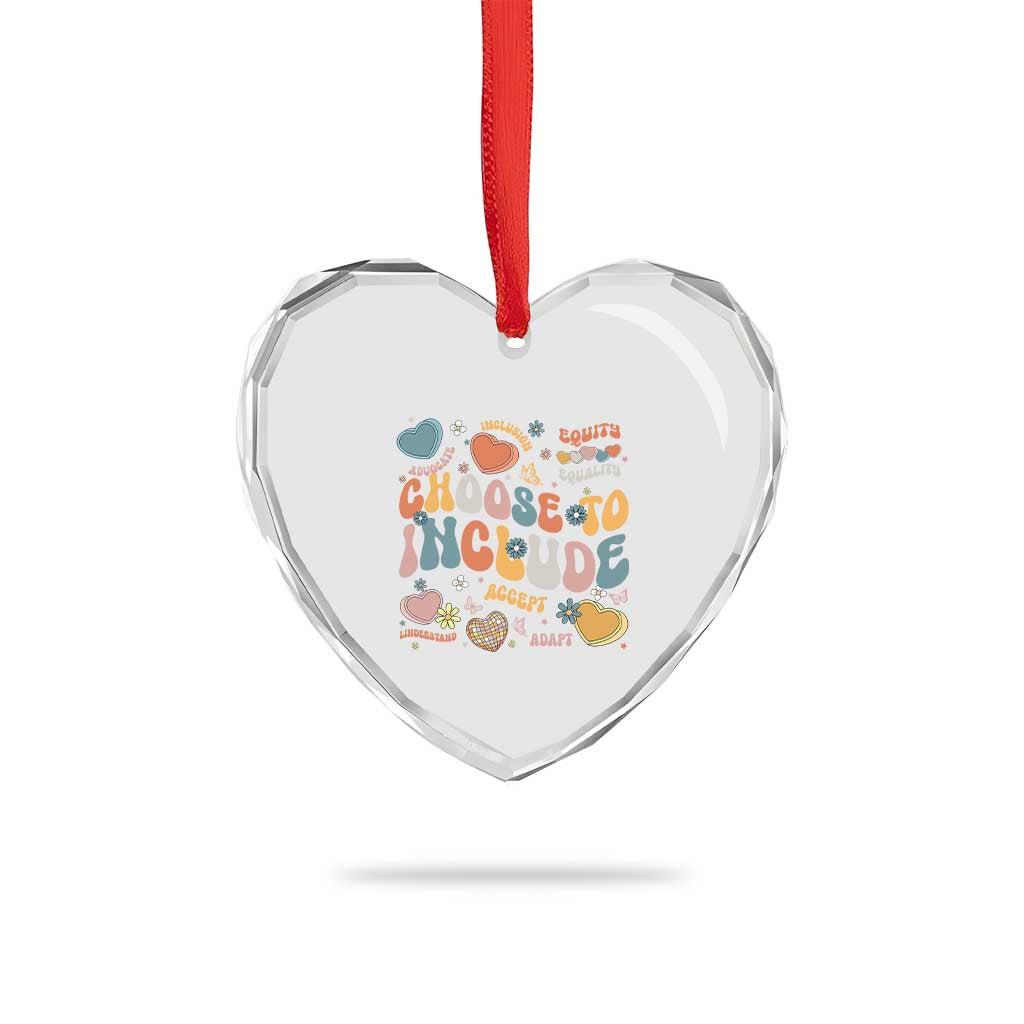 Autism Acceptance Heart Crystal Glass Ornament Choose To Include Inclusion Matters TS02 Print Your Wear