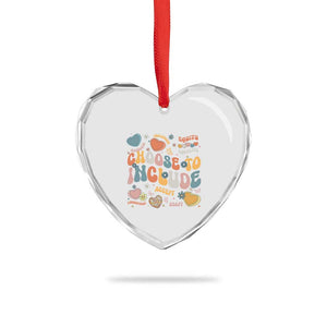 Autism Acceptance Heart Crystal Glass Ornament Choose To Include Inclusion Matters TS02 Print Your Wear