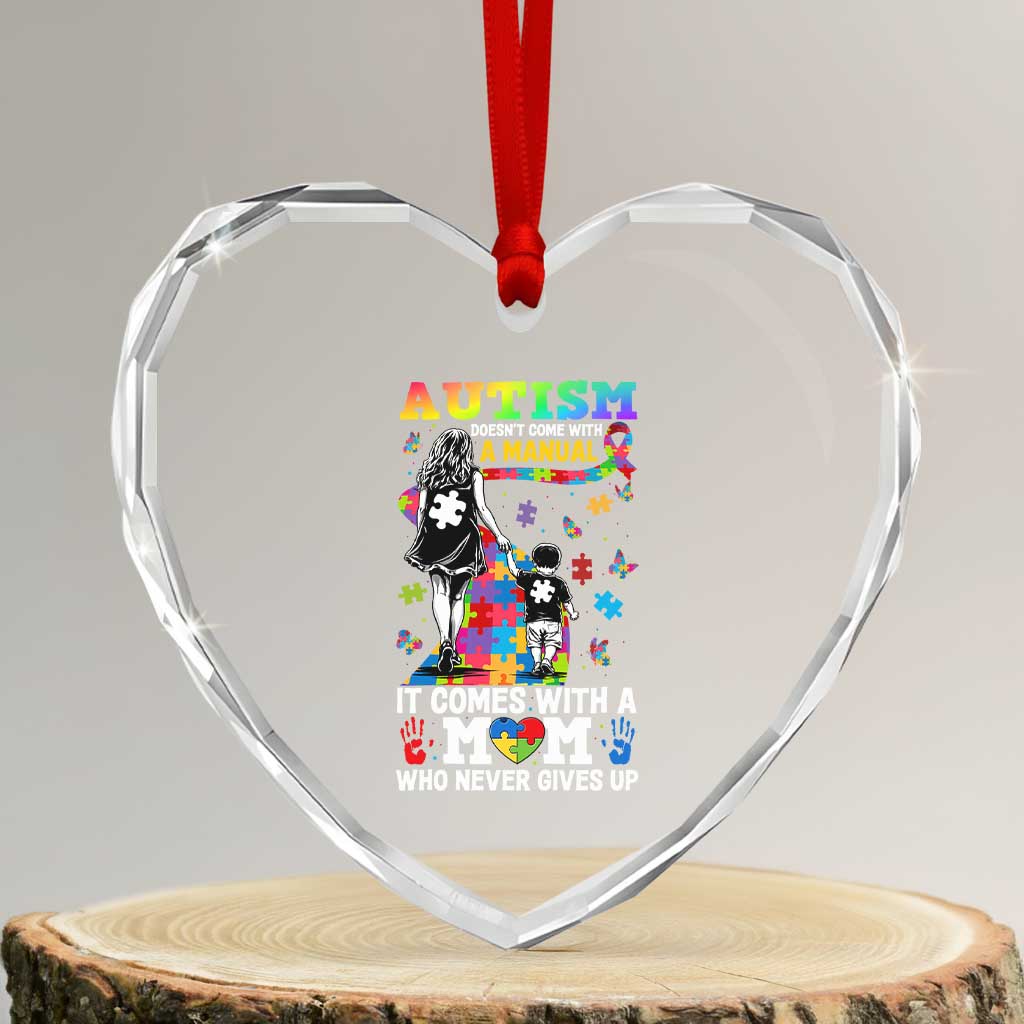 Autism Acceptance Heart Crystal Glass Ornament Doesn't Come with a Manual Autism Mom TS14 Transparent Glass 3'' Heart Print Your Wear