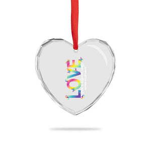 Autism Acceptance Heart Crystal Glass Ornament Love From a Different Angle Rainbow Infinity TS02 Print Your Wear