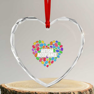 Autism Acceptance Heart Crystal Glass Ornament Love Heart Puzzle Piece Gift TS14 Transparent Glass 3'' Heart Print Your Wear