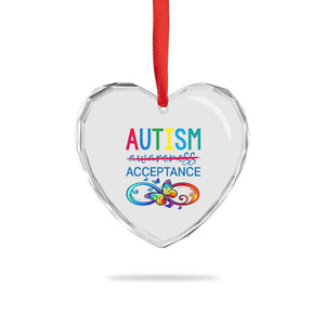 Autism Acceptance Heart Crystal Glass Ornament Neurodivergent Support Infinity Butterfly Symbol TS14 Print Your Wear