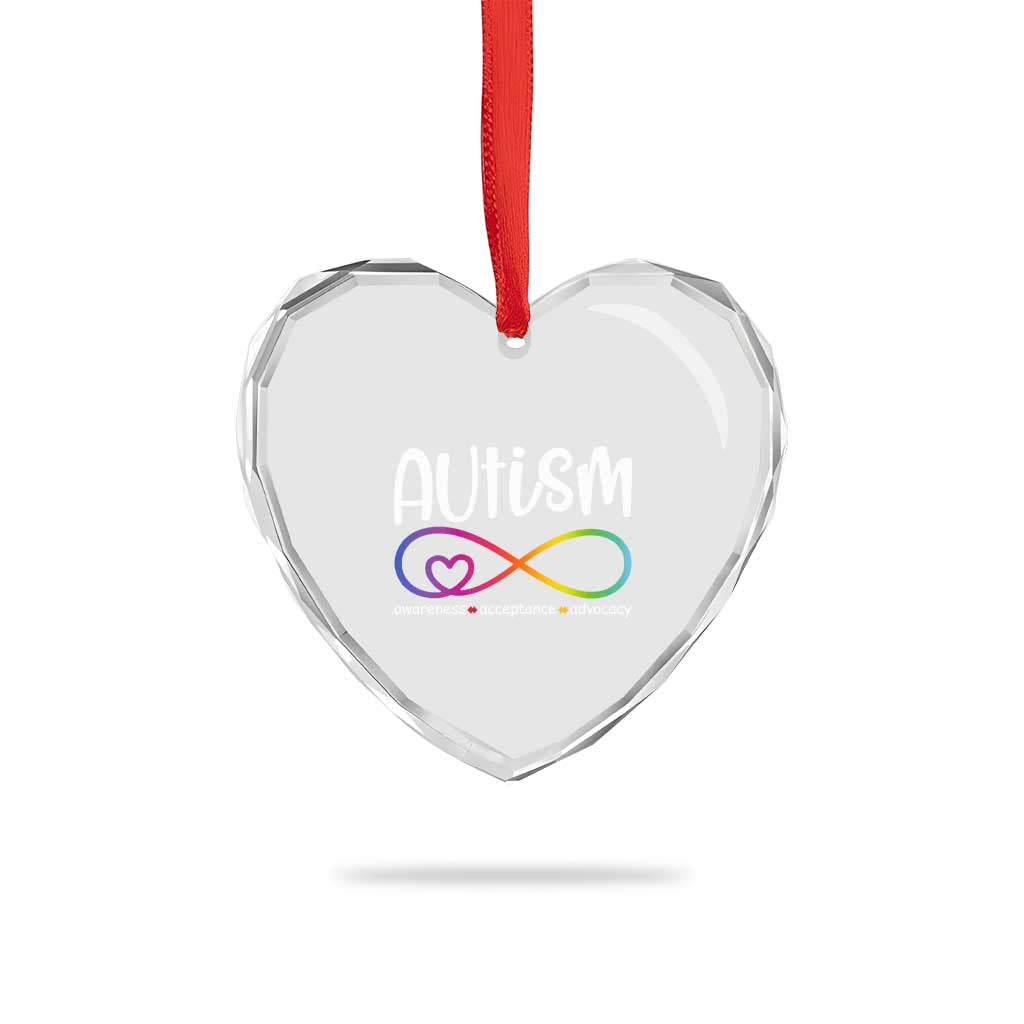 Autism Acceptance Heart Crystal Glass Ornament Neurodivergent Support Infinity Symbol TS14 Print Your Wear