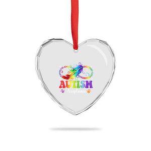 Autism Acceptance Heart Crystal Glass Ornament Neurodivergent Support Rainbow Feather Infinity Symbol TS14 Print Your Wear