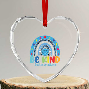 Autism Acceptance Heart Crystal Glass Ornament Rainbow in April We Wear Blue Ribbon Autism TS14 Transparent Glass 3'' Heart Print Your Wear