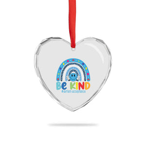 Autism Acceptance Heart Crystal Glass Ornament Rainbow in April We Wear Blue Ribbon Autism TS14 Print Your Wear