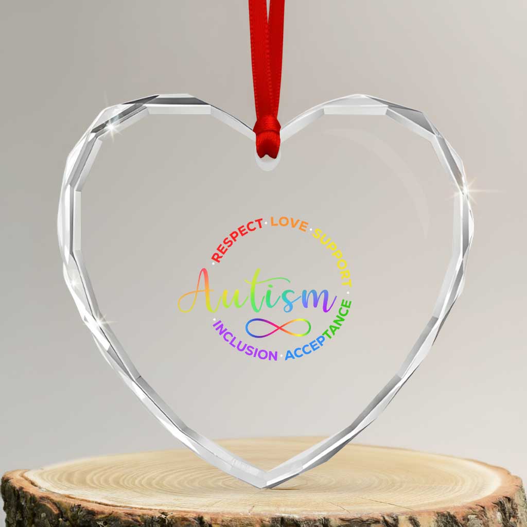 Autism Acceptance Heart Crystal Glass Ornament Respect Love Support Autism Awareness Month TS14 Transparent Glass 3'' Heart Print Your Wear