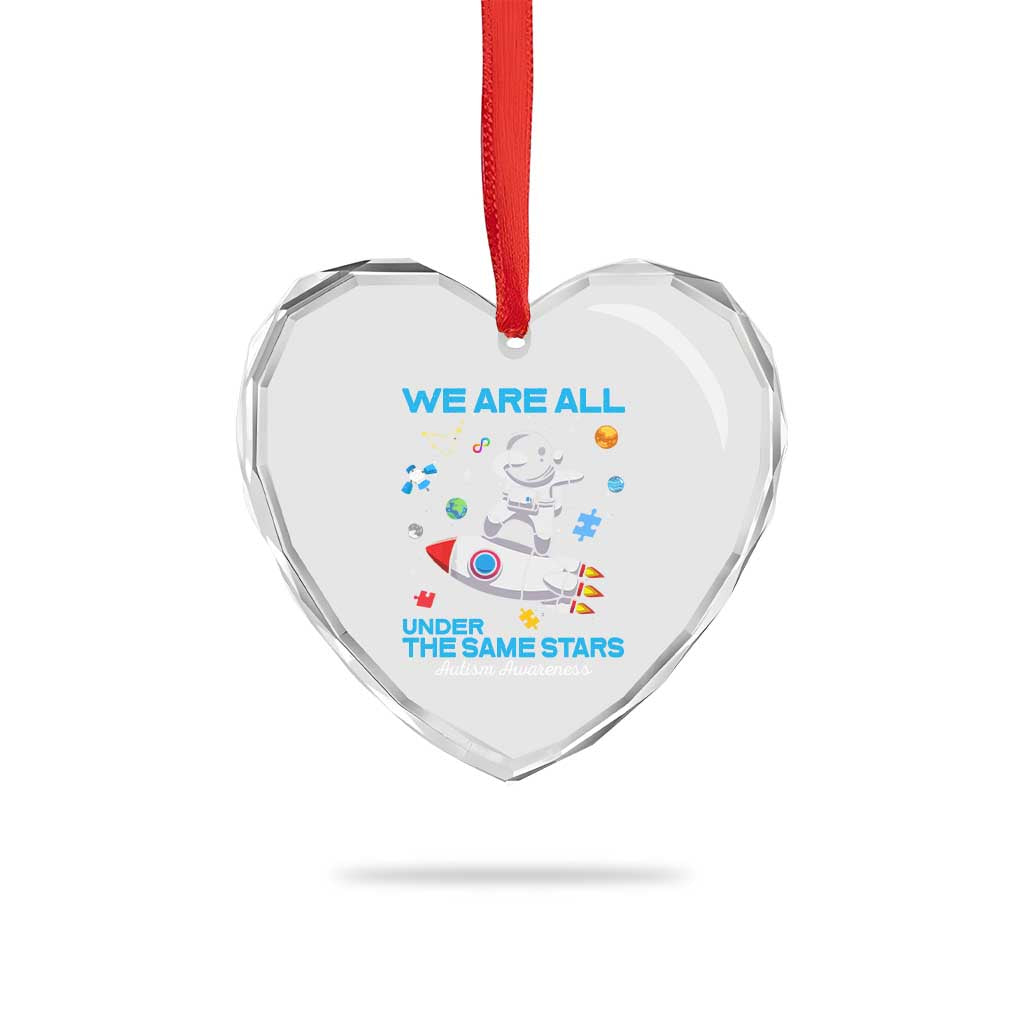 Autism Acceptance Heart Crystal Glass Ornament We Are All Under The Same Stars TS10 Print Your Wear