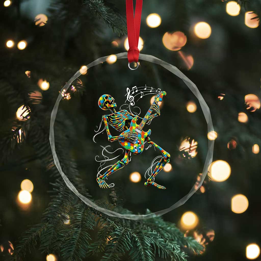 Autism Acceptance Rock Guitar Skeleton Crystal Glass Ornament Music Lover TS12 Print Your Wear