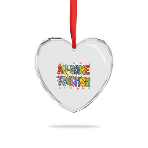 Autism Acceptance Special Education Teacher Heart Crystal Glass Ornament Au Some Teacher