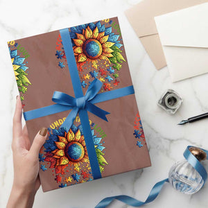 Autism Acceptance Sunflower Puzzle Wrapping Paper Roll Accept Understand Love ASD TS10 Mocha Print Your Wear