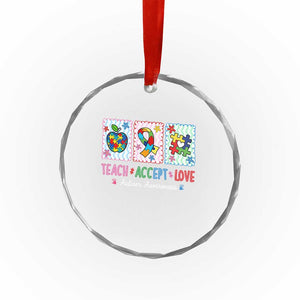Autism Acceptance Support Crystal Glass Ornament Teach Accept Love TS12 Print Your Wear