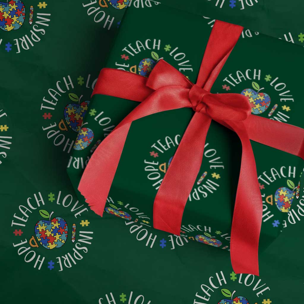 Autism Acceptance Teacher Wrapping Paper Roll Teach Love Hope Inspire